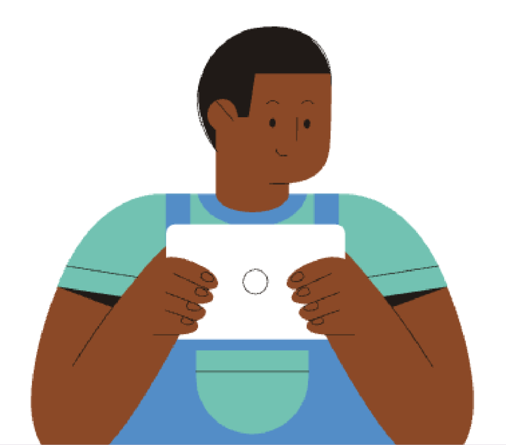 student with tablet device